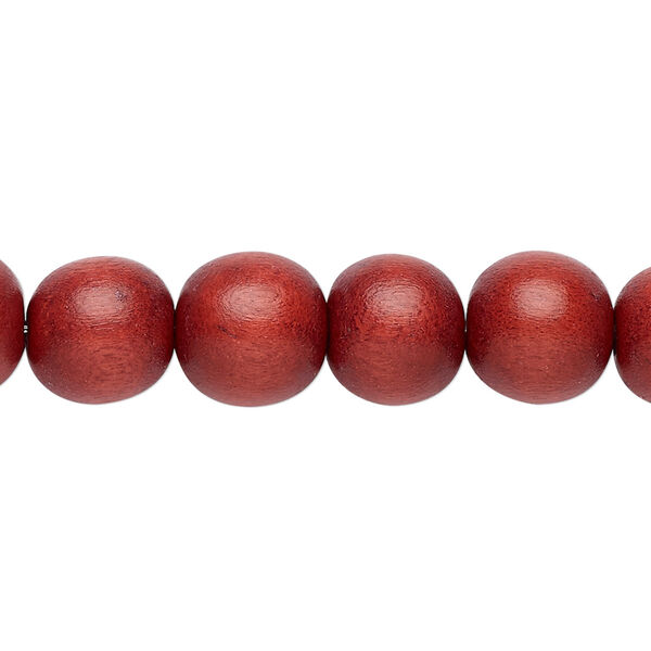 Bead, Taiwanese Cheesewood (dyed / waxed), rust brown, 9-10mm round. Sold per pkg of (2) 15-1/2" to 16" strands. image number 0