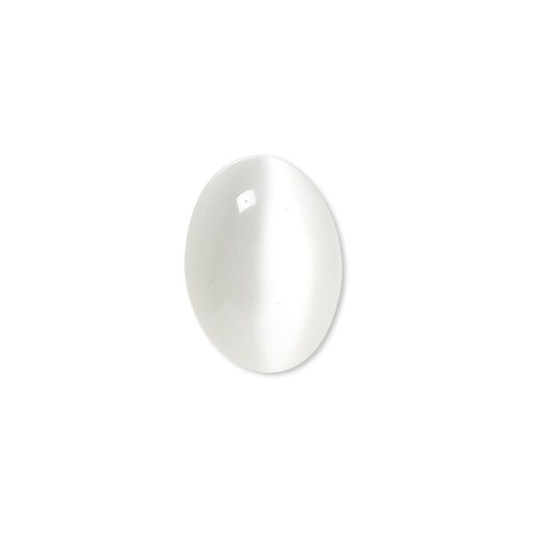 Cabochon, cat's eye glass (fiber optic glass), white, 18x13mm calibrated oval, quality grade. Sold per pkg of 6. image number 0