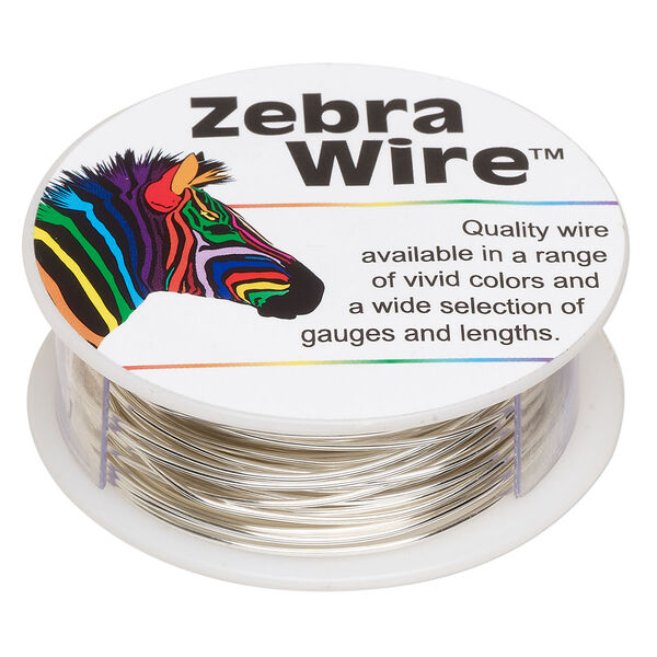 Wire, Zebra Wire™, silver-plated copper, round, 20 gauge. Sold per 15-yard spool. image number 0