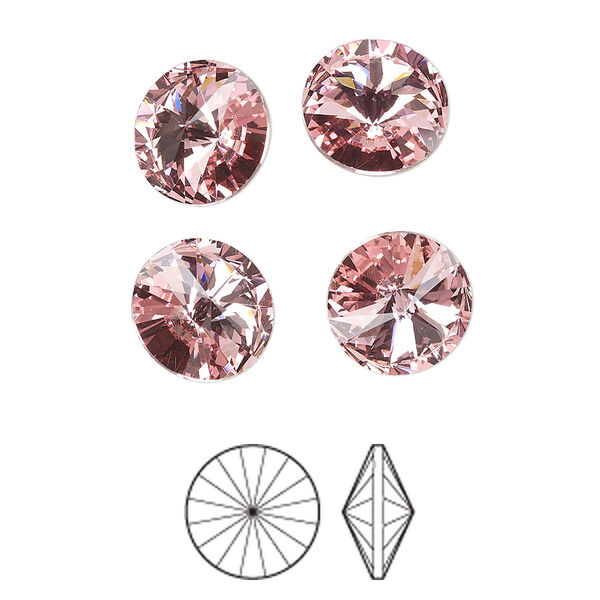 Chaton 8pk light rose foil back, Preciosa MAXIMA Czech crystal rhinestone 10.54-10.91mm rivoli SS47 image number 0