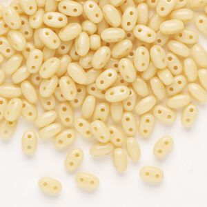 Seed bead, Preciosa Twin™ Pressed Twin Czech glass, pkg/200, 5x2.5mm oval, opaque ivory, (15313).