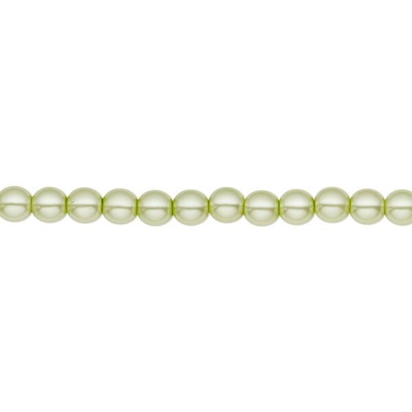 Bead, Czech pearl-coated glass druk, opaque mint green, 4mm round. Sold per 15-1/2" to 16" strand. image number 0