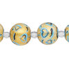 Bead, glass 1pkg8, opaque gold / blue / black, 14mm hand-painted round. image number 0