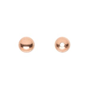 Bead, clear-coated copper, 8mm round. Sold per pkg of 100.