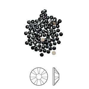 Flat back 1440pk jet hematite foil back, Swarovski® 1.7-1.9mm rose round SS5 2058