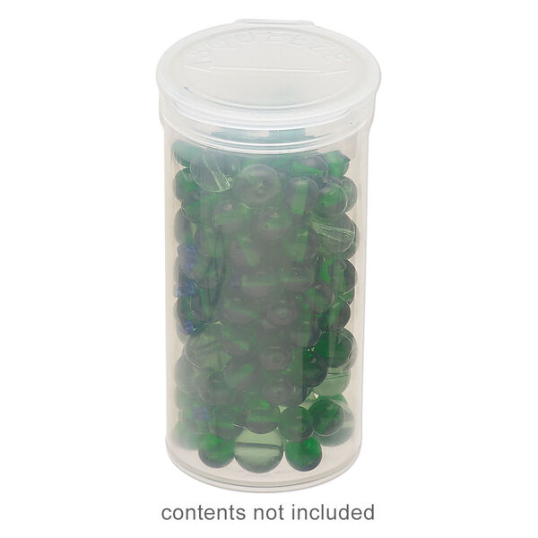 Vial, Squeezetops™, plastic, clear, 2-1/2 x 1-1/4 inch cylinder with attached lid. Sold per pkg of 6. image number 0