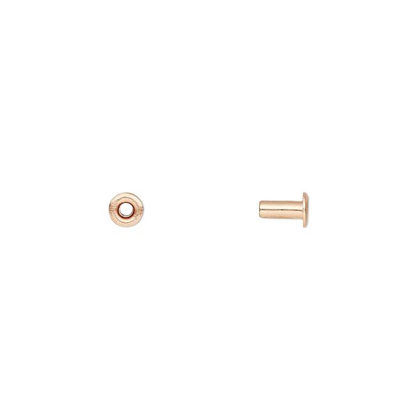 Eyelet, copper, 5x3.5mm with 4.5x1.9mm tube and 1.4mm inside diameter, fits 2mm hole. Sold per pkg of 100. image number 0