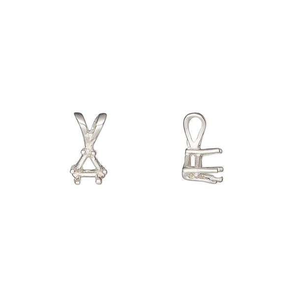Pendant, Sure-Set™, sterling silver, 5mm 6-prong triangle basket setting. Sold individually. image number 0