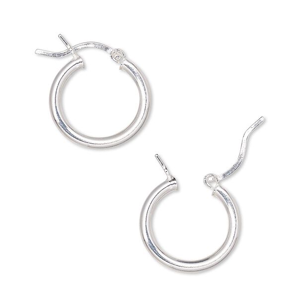 Earring, sterling silver-filled, 15mm round hoop with latch-back closure. Sold per pair. image number 0