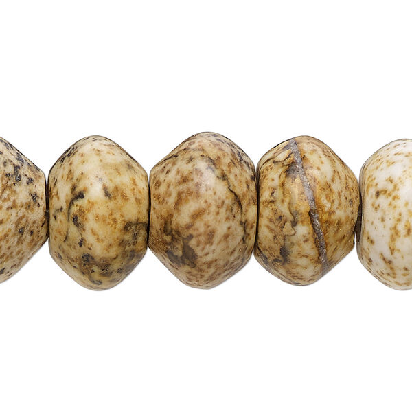 Bead, picture jasper (natural), 8x5mm saucer, B grade, Mohs hardness 6-1/2 to 7. Sold per pkg of 10. image number 0