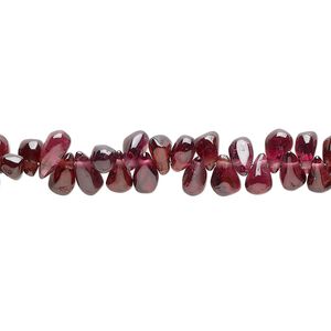 Rhodolite garnet 1pkg1, hand-cut top-drilled teardrop bead natural 7 inch 5x3mm-7x4mm