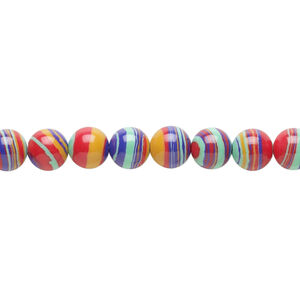 Bead, resin, multicolored, 6mm round with swirls. Sold per 15-1/2" to 16" strand.