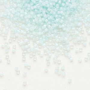 Seed bead, Delica®, glass, pkg/250g, #11 round, translucent aqua mist-lined luster crystal clear (DB-0078).