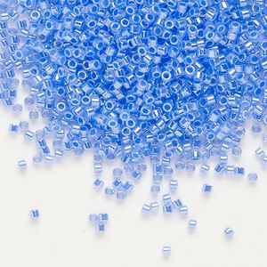 Seed bead, Delica®, glass, pkg/50g, #11 round, opaque inside dyed color luster dark sky blue (DB-0240).