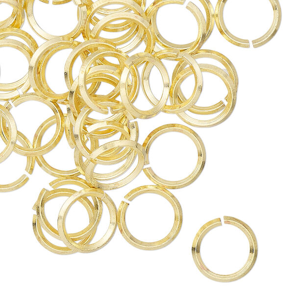 Jump ring, brass, 10mm hand-cut round diamond wire, 7.3mm inside diameter, 16 gauge. Sold per pkg of 50. image number 0