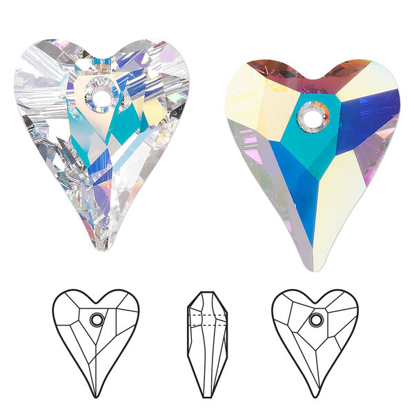 Drop 1pk crystal AB, Crystal Passions® 27x22mm pendant wild heart 6240 image number 0