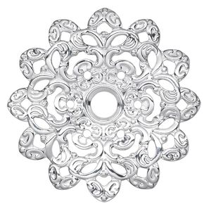 Focal, silver-plated steel, 46mm single-sided wavy flower with 6mm center hole. Sold per pkg of 6.
