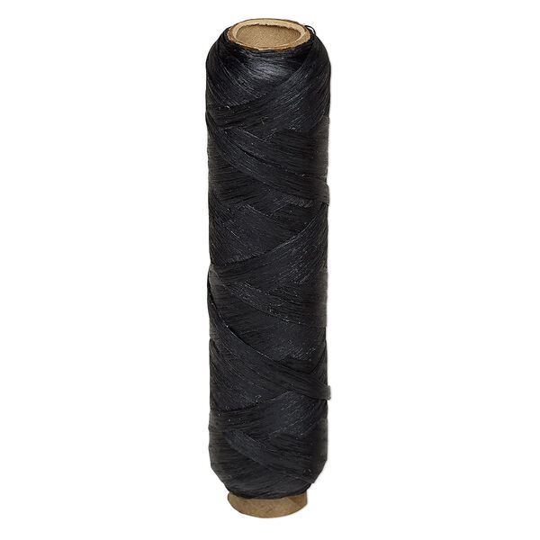 Cord, sinew (dyed / imitation), black, 3mm diameter, 70-pound test. Sold per 20-yard spool. image number 0