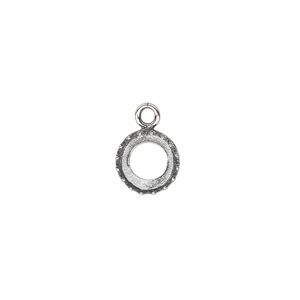 Drop, JBB Findings, antiqued sterling silver, 9mm round with open back and decorative trim, 8mm round bezel setting. Sold individually.