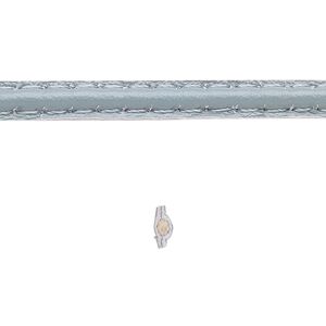 Cord, leather and cotton (dyed), grey, 5-6mm double-stitched flat. Sold per 1-yard section.