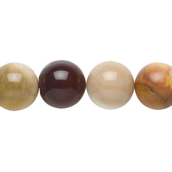 Bead, moukaite jasper (natural), 12mm round, B grade, Mohs hardness 6-1/2 to 7. Sold per 15-1/2" to 16" strand. image number 0