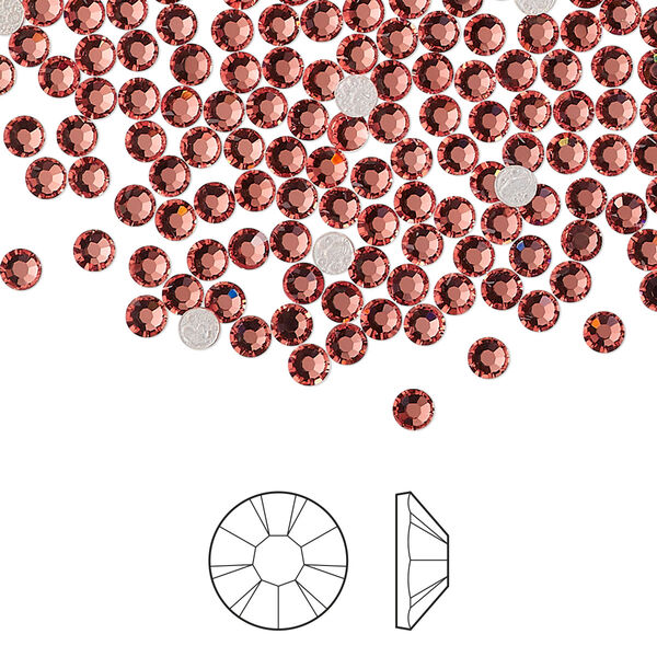 Flat back 1440pk rose peach foil back, Preciosa MAXIMA Czech crystal hotfix rhinestone 2.7-2.9mm chaton rose round SS10 image number 0