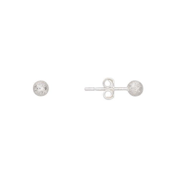 Earstud, sterling silver, 4mm stardust ball with post. Sold per pair. image number 0