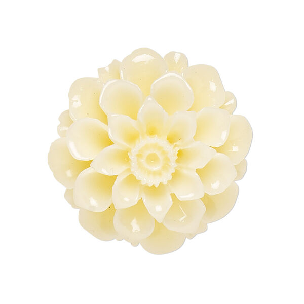 Embellishment, resin, antique white, 28mm undrilled flower. Sold individually. image number 0