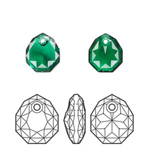Drop 48pk majestic green, Swarovski® 11.5mm pendant majestic 6436