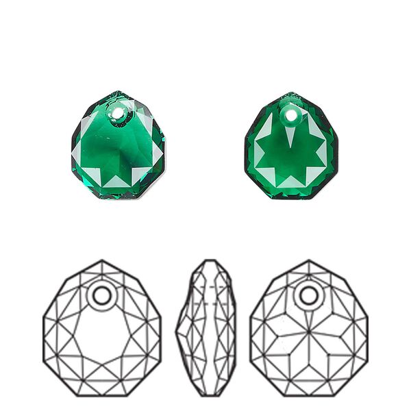 Drop 48pk majestic green, Swarovski® 11.5mm pendant majestic 6436 image number 0