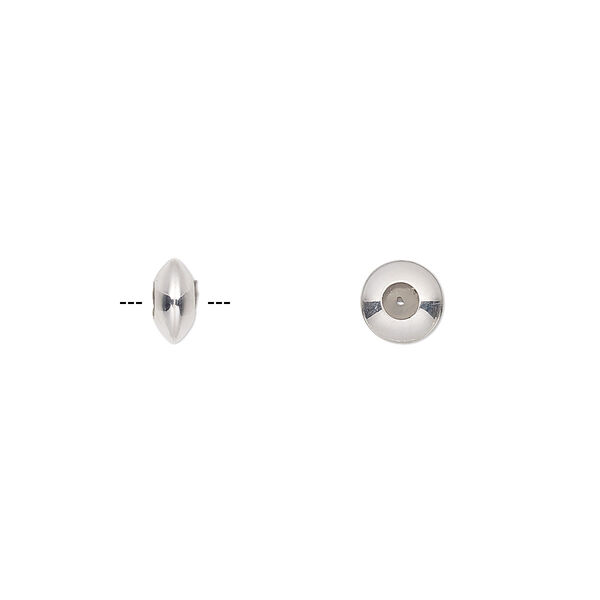 Bead keeper, sterling silver and silicone, 6x3mm rondelle. Sold per pkg of 2. image number 0