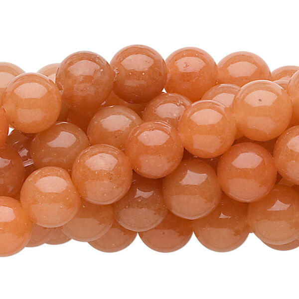 Bead, red aventurine (natural), 8mm round, C grade, Mohs hardness 7. Sold per pkg of (10) 15-1/2" to 16" strands. image number 0