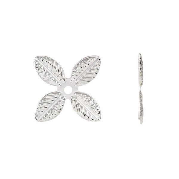 Component, silver-finished steel, 22mm single-sided leaves. Sold per pkg of 20. image number 0