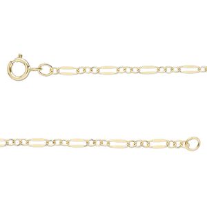 Chain 1pkg1 14Kt gold-filled long & short, 2mm oval / springring clasp, 16 inch
