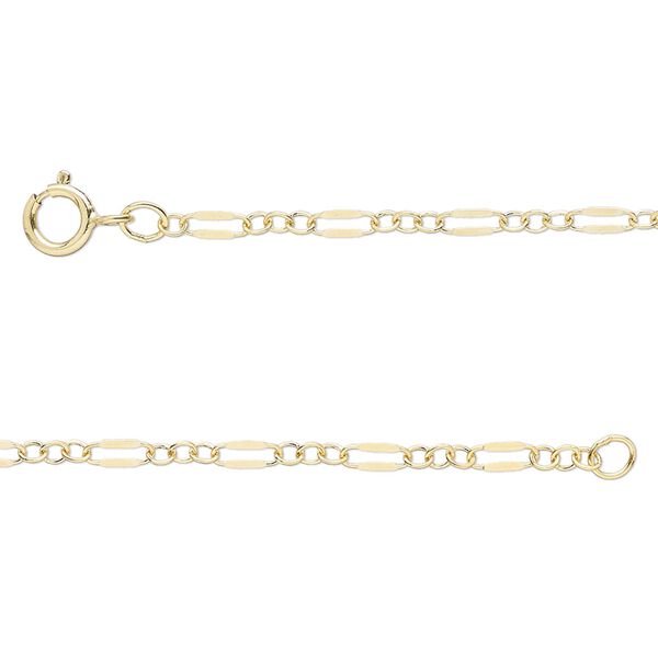 Chain 1pkg1 14Kt gold-filled long & short, 2mm oval / springring clasp, 16 inch image number 0