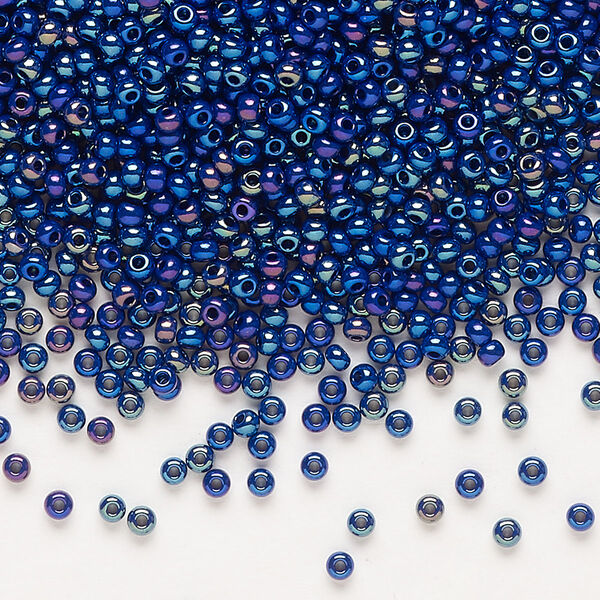 Seed bead, Preciosa Ornela Czech glass, pkg/50g, #11 rocaille, opaque rainbow cobalt blue, (34070). image number 0