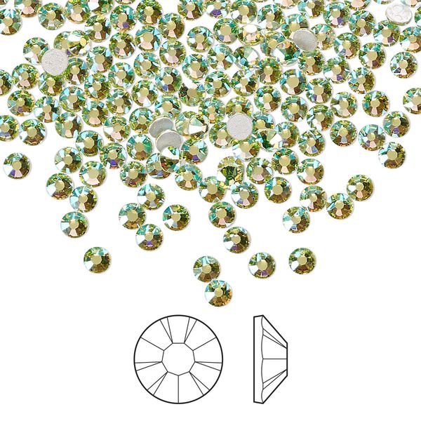 Flat back 144pk limecicle AB foil back, Preciosa MAXIMA Czech crystal hotfix rhinestone 2.7-2.9mm chaton rose round SS10 image number 0