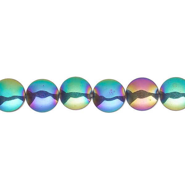 Hemalyke™ 1pkg1, electroplated flat round bead 15.5-16 inch 8mm image number 0