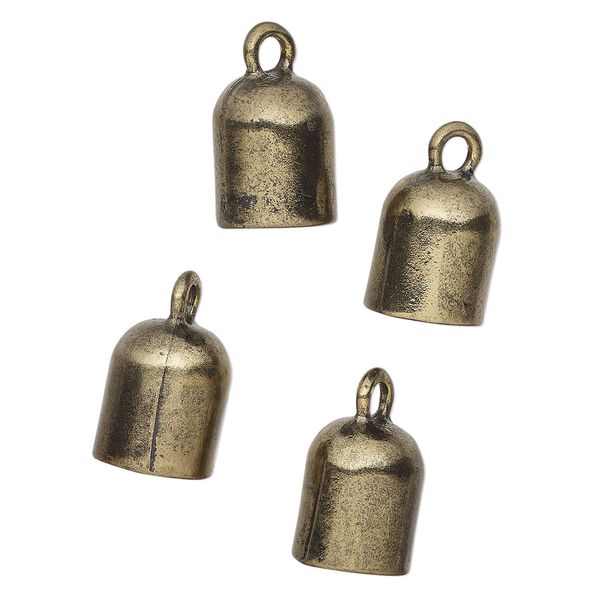 Cord end, glue-in, antique brass-finished brass, 16x13mm tube, 9.5mm inside diameter. Sold per pkg of 4. image number 0