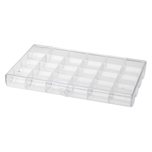 Organizer, plastic, clear, 7x1x5-inch rectangle with 24 compartments. Sold individually. image number 1