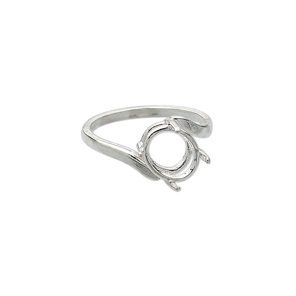 Ring, Sure-Set™, sterling silver, 10x8mm 4-prong oval basket setting, size 6. Sold individually. image number 0