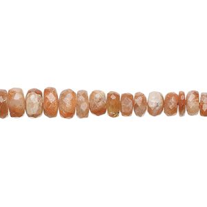 Sunstone 1pkg1, hand-cut faceted rondelle bead natural 13 inch 4x2mm-6x4mm
