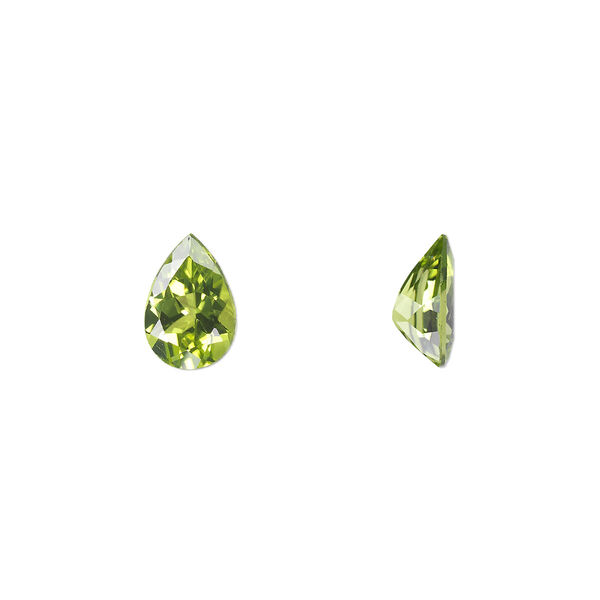 Gem, peridot (natural), 10x7mm faceted pear, A grade, Mohs hardness 6-1/2 to 7. Sold individually. image number 0