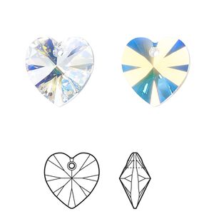 Drop 24pk crystal AB, Crystal Passions® 14mm pendant heart 6228