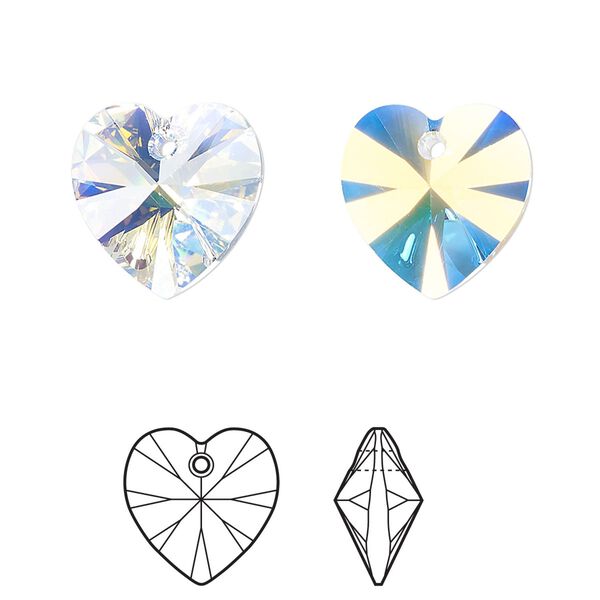 Drop 24pk crystal AB, Crystal Passions® 14mm pendant heart 6228 image number 0