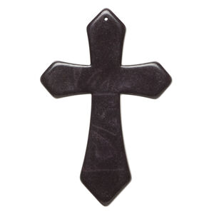 "Magnesite" / resin 1pkg1, top-drilled cross focal black 3.5x2.5 inch