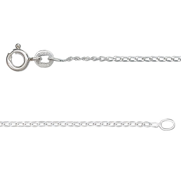 Chain, sterling silver, 2x1.3mm long curb, 18 inches. Sold individually. image number 0