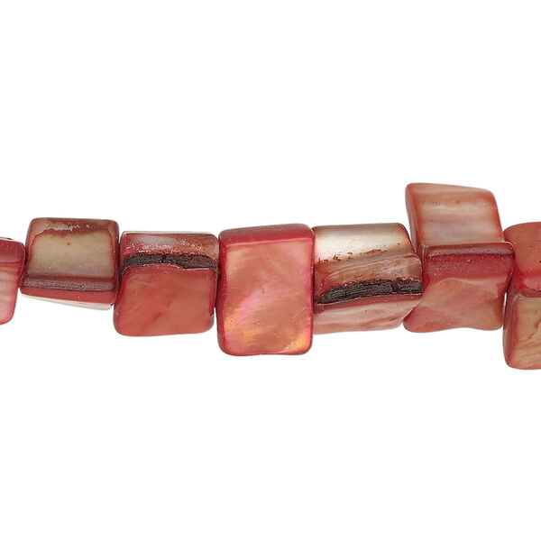 Mother-of-pearl shell 1pkg1, triangle tube bead 15 inch dark red 7x6mm-14x8mm image number 0
