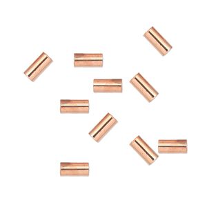Crimp, copper, 6x3mm seamless tube, 2.25mm inside diameter. Sold per pkg of 10.