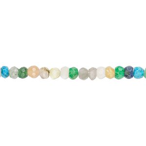 Multi-gemstone 1pkg1, hand-cut faceted rondelle bead 12 inch 3x2mm-4x3mm